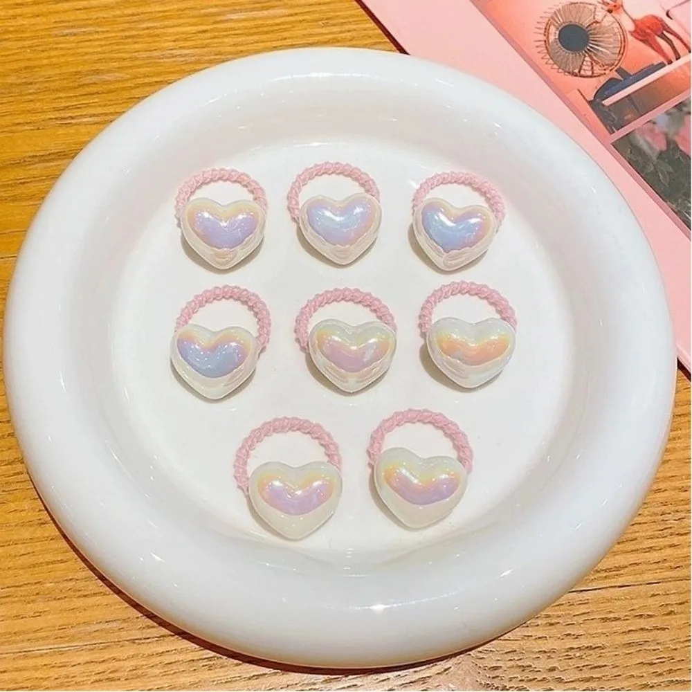 

10pcs Durable High Elasticity Girl Hair Circle Star Heart Headwear Elastic Rubber Band Love Heart Star Hair Ties Girl