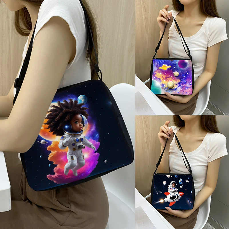 Cartoon Space Astronaut Print Shoulder Bag Women Handbags Key Phone Purse Holder Daily Outdoor Travel Bag Messenger Bags