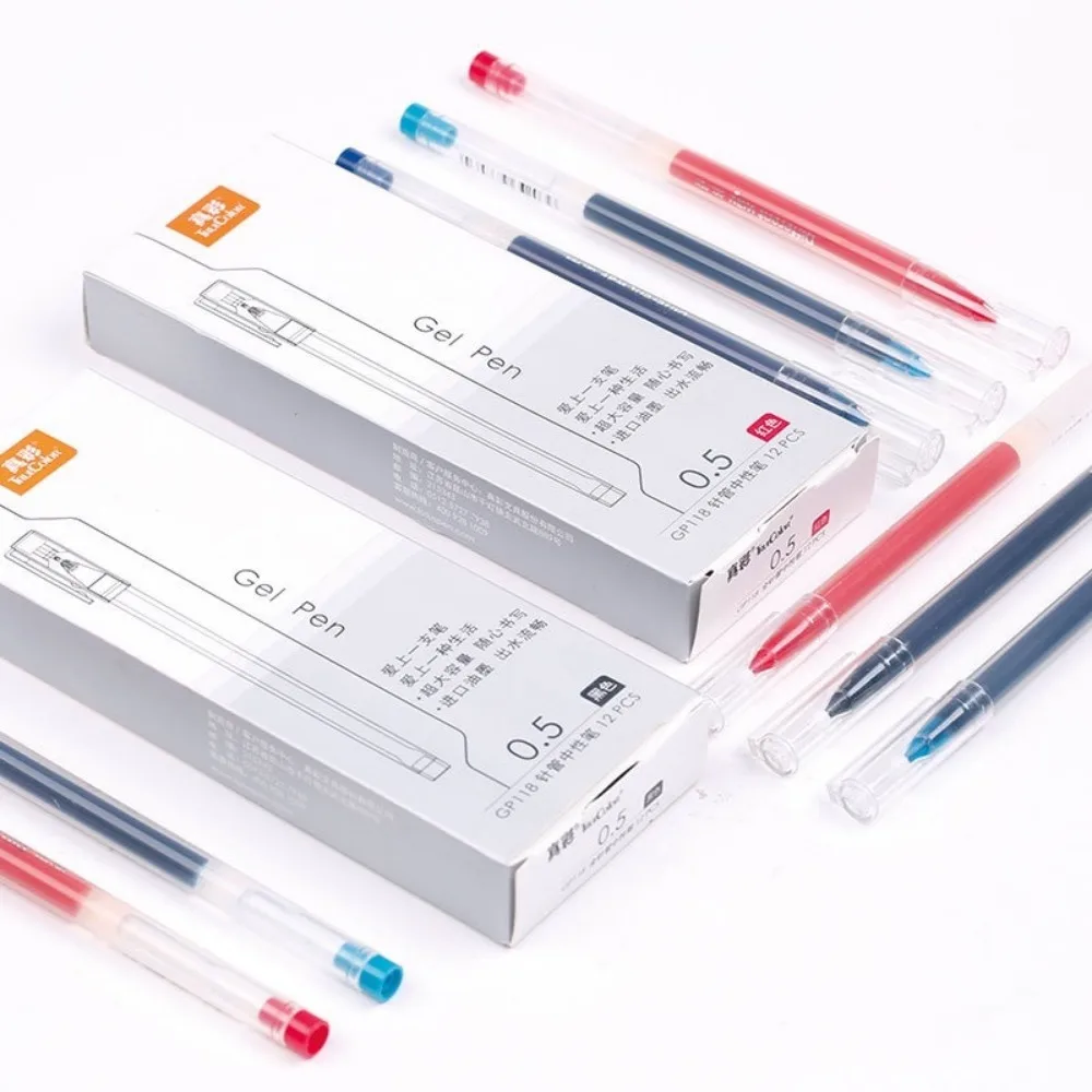 

12 шт./компл. гелевая ручка большой емкости 0,5 мм, игольчатый наконечник, гладкая гелевая чернильная ручка для письма, студенческие канцелярские принадлежности, школьные и офисные принадлежности