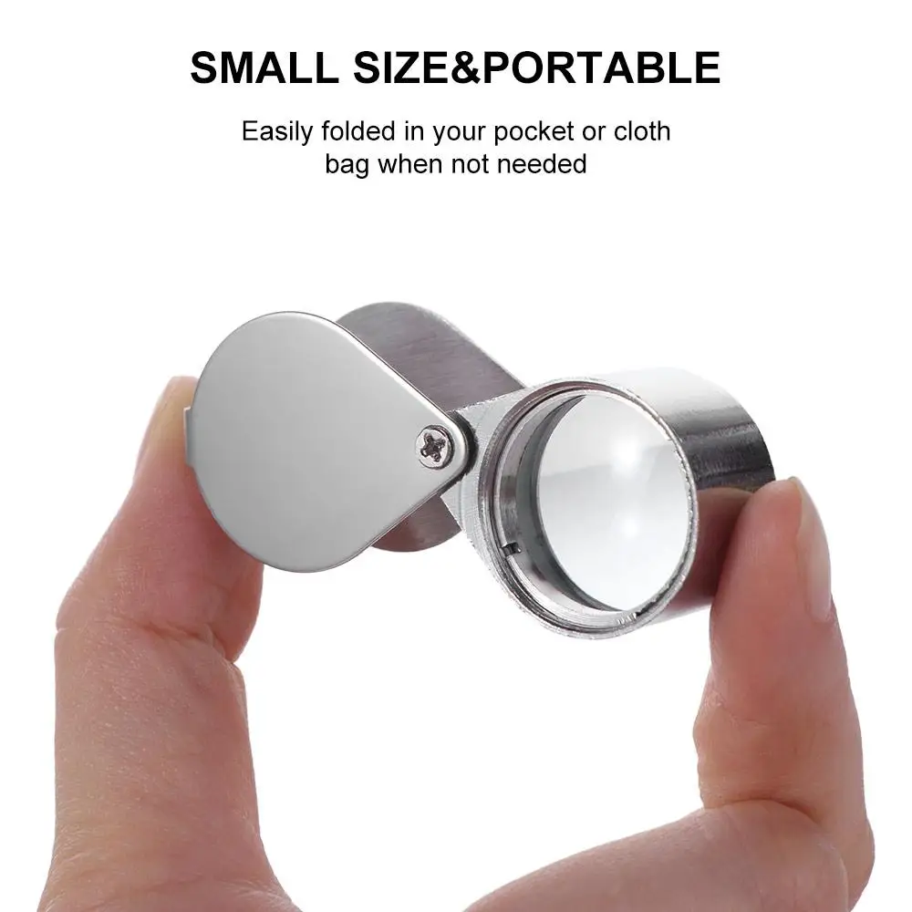 Mini 10-30X Pocket Loupe Metal 10x20x 30x Jewelry Magnifying Glass Folding Multifunctional Reading Magnifier Read Newspapers