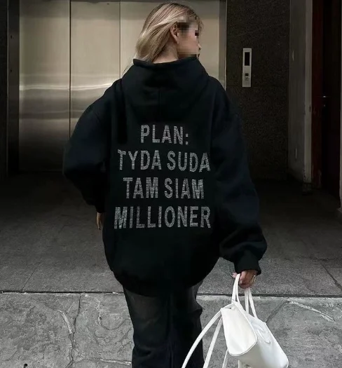 Alphabet Decorative Hoodie Women's Clothing Fashion Women's Sweatshirt Clothing Blazer Casual Hoodie Daily Wear Moletom Y2k Top