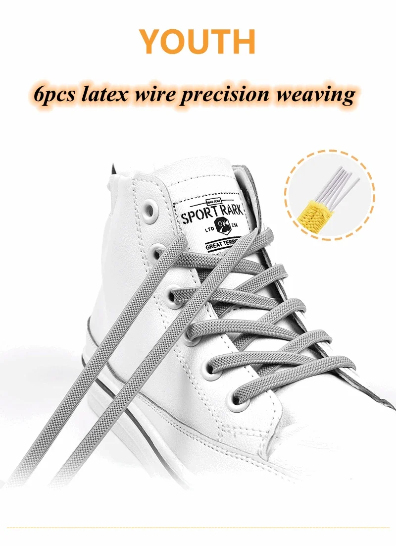 1 Paar Schnürsenkel ohne Binden, flach, elastisch, mit Metallclips, zum einfachen Anbringen, als Ersatz für Schnürsenkel für Erwachsene, Kinder, Sneaker und Freizeitschuhe. – Detail 5