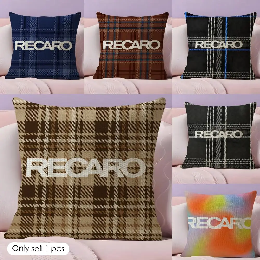 Fashion R-Recaro Classic Cushion Cover Natural Linen Pillow Cover Double-Sided Print Cushion Case for Sofa Home Decor Gift