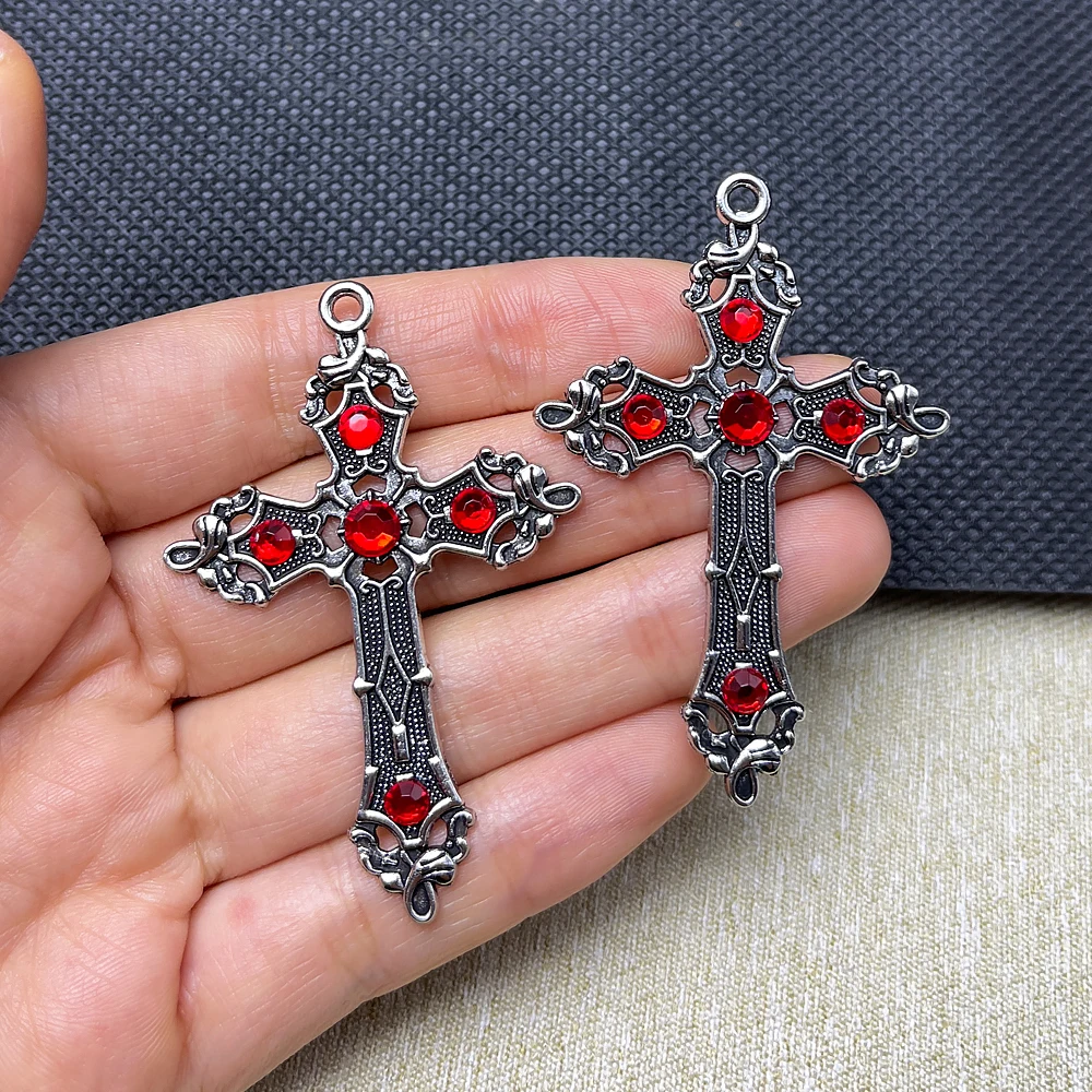 3psc 56*37mm Creative Large Baroque Christian Cross Pendant Handicraft Crafts DIY Necklace Jewelry Accessories