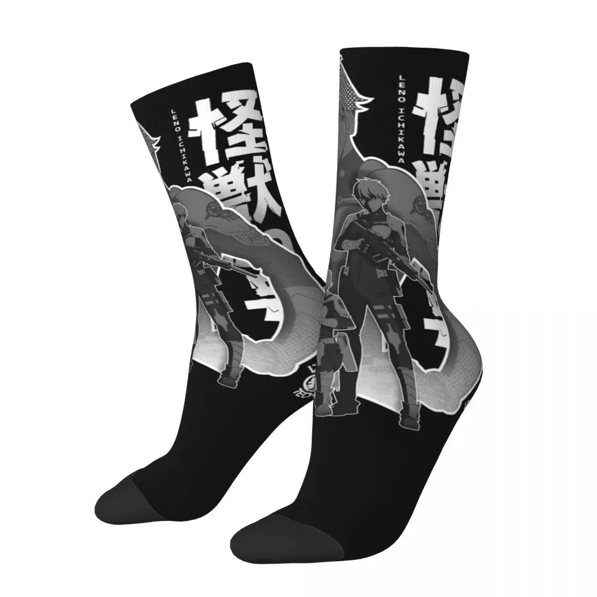 

Men's Kaiju No 8 Anime Monster Socks Cute Fashion Ichikawa Leno Silhouette Socks Novelty Middle TubeCrew Socks Best Gift Idea