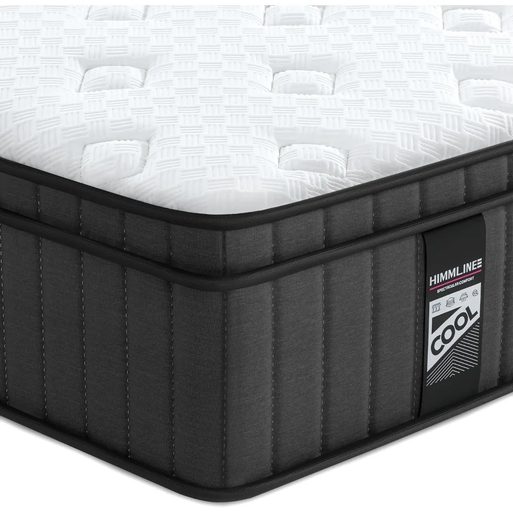 Matelas hybride, mousse à mémoire de forme gel et matelas complet à ressorts ensachés dans une boîte, sensation moyenne, sommeil plus frais et soulagement de la pression