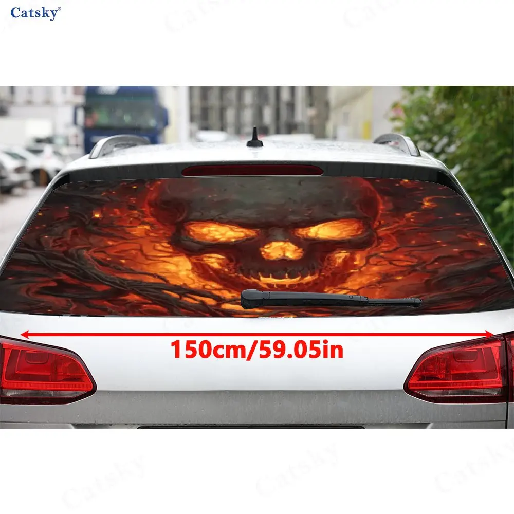 ملصق نافذة السيارة الخلفي المقاوم للماء من مادة PVC ذاتية اللصق من Blazing Skeleton Spirit، سهل اللصق دون السقوط، waterp #2