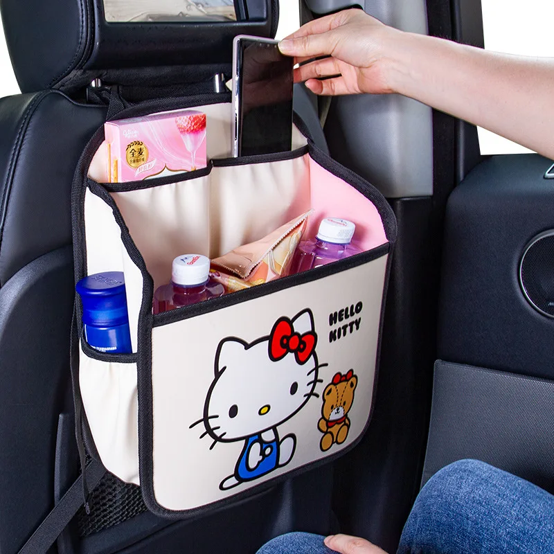 

New Hello Kitty Kawaii Car Decoration Large Capacity Multi-purpose Easy to Clean Children's Snacks Cartoon Image Storage Bag