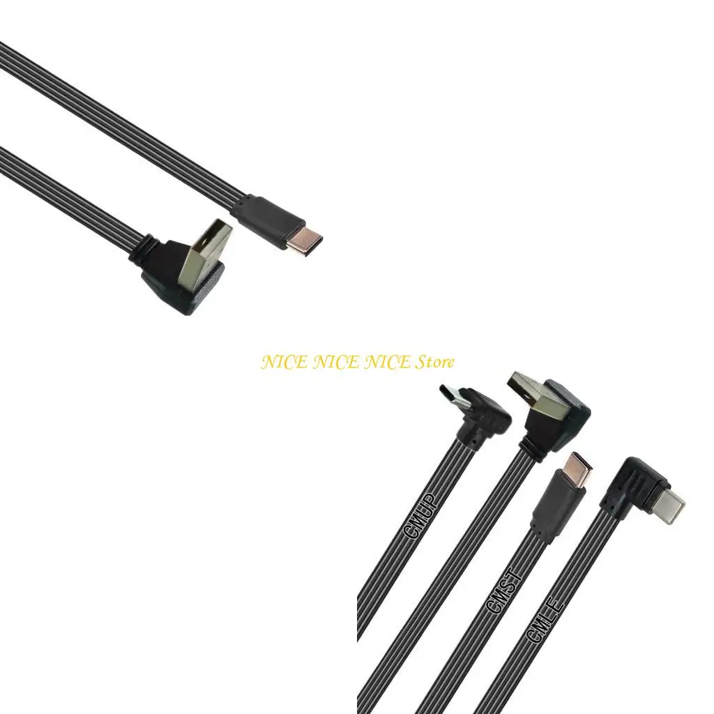 

USB 2.0 Мужчина -USB C Данные проволоки шнура Прямая головка/90 градусов Плоский кабель для планшетных телефонов 480 Мбит/с