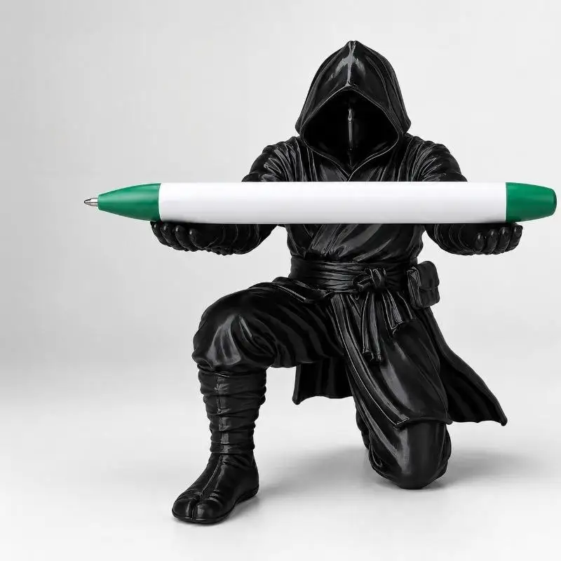 3D Printed Desktop Shadow Warrior Organizer Black Pen Holder Novelty Gift Miniature Creative Samurai Ornament