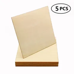 5pcs 100mm Wooden Squares for Crafts Unfinished Wood Pieces Blank Balsa Wood Sheets for Crafts Wood Burning Painting