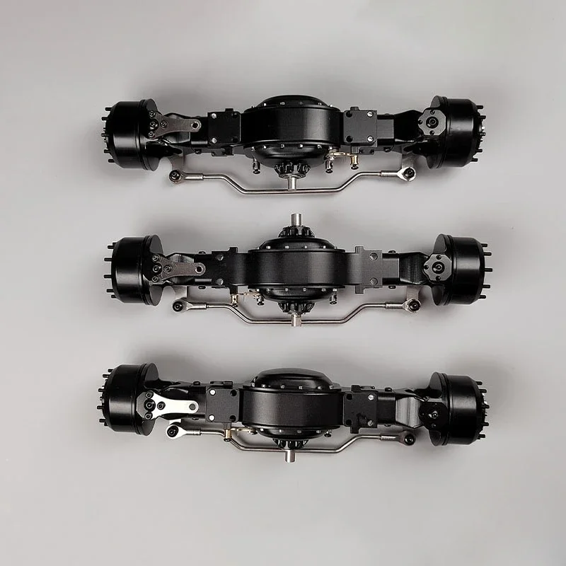 Simulation Black CNC One Body Front Power Axle Rear Axle for 1/14 Tamiya RC Truck Scania BENZ VOLVO MAN Diy Parts