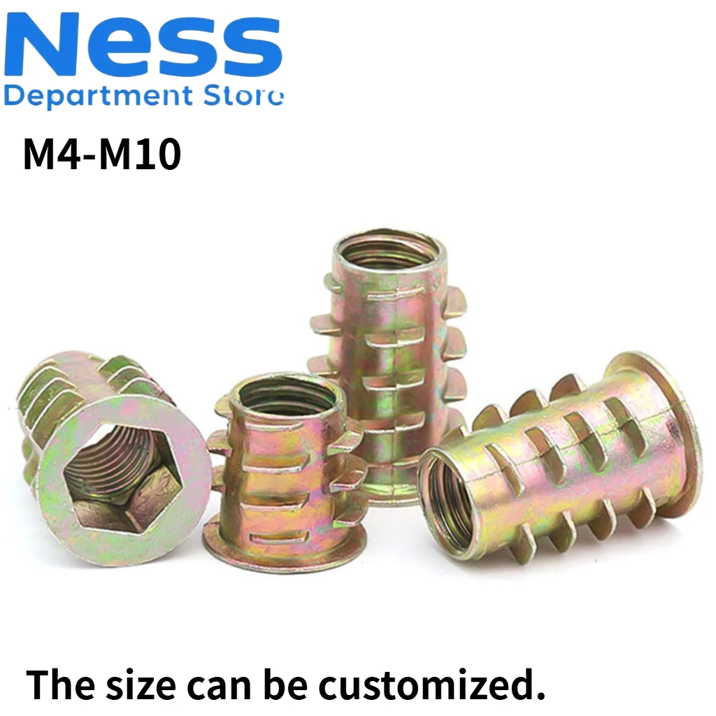 NESS Innen- und Außenzahnmuttern, Innensechskant-Trapezmuttern aus Zinklegierung, M4-M10, eingebettete Möbelverbinder