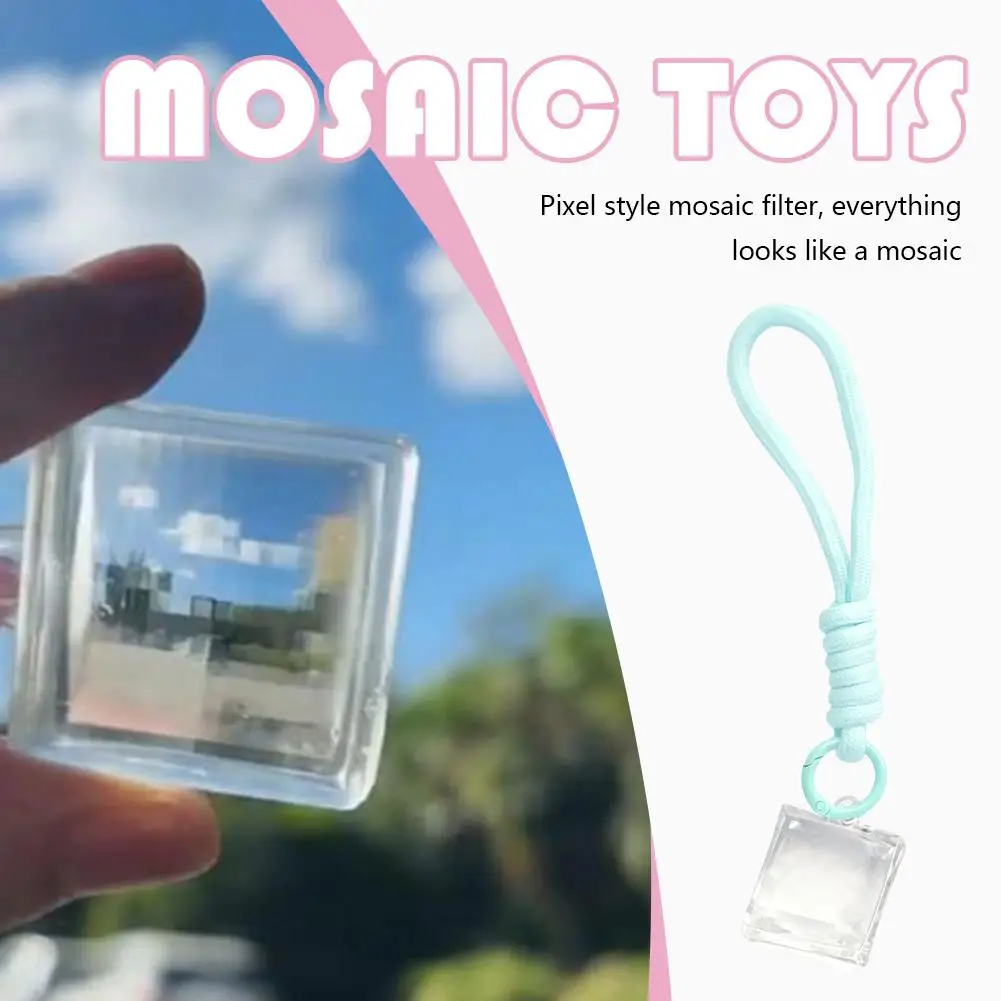 Pixel Mosaic Filter Lens Retro Game Effect Phone Camera High Material Clarity Portable Attachment Keychain Transparent T1T8