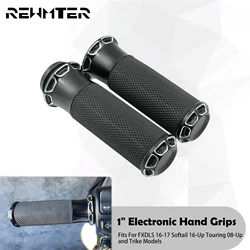 Motorcycle 1'' Electronic Grips Black Hand Control Handlebar Grip For Harley Softail FLS Fat boy Street Bob 16-Up Touring 08-Up