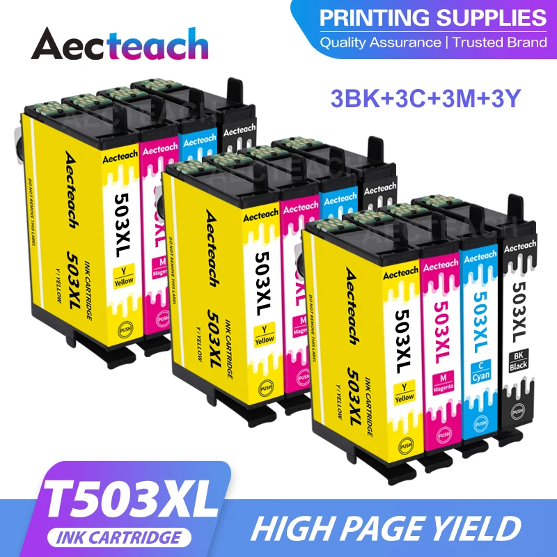 

Aecteach 503XL 503 XL T503 T503XL Compatible Ink Cartridge for Epson 503 503XL XP 5200 XP5205 WF 2960DWF WF-2965DWF Printer