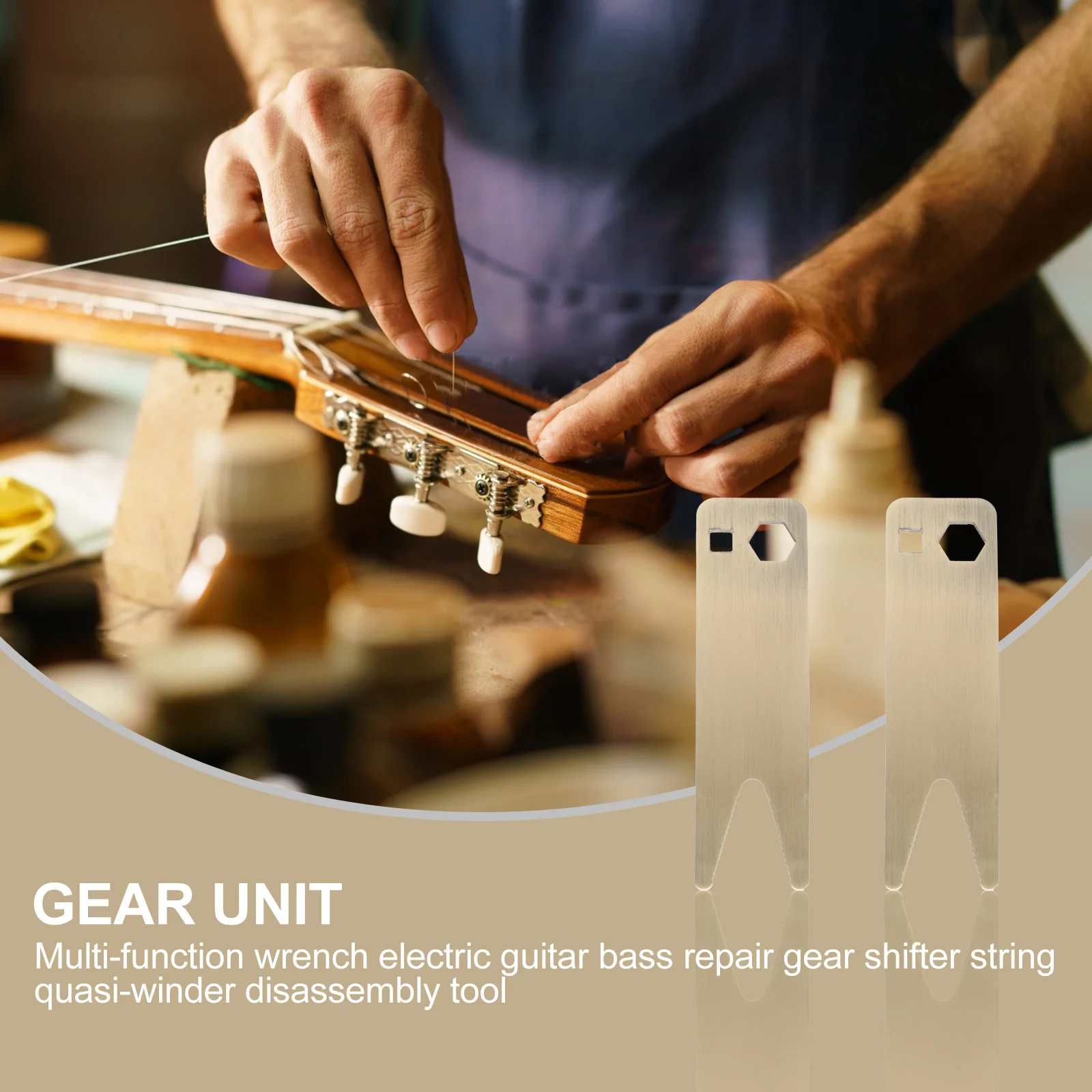 

Guitar Multi Spanner Silver Stainless Steel Bass Wrench Professional Guitar Repair Tool for Tuning Machine Bridge Thumb Wheel