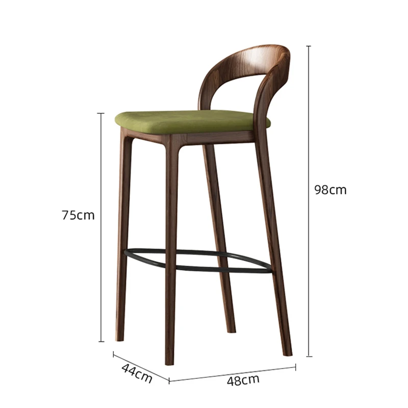 Wood bar stool chairs high commercial barstools Upmarket Vintage Saddle leather soft cushion Backrest chair cadeira furniture