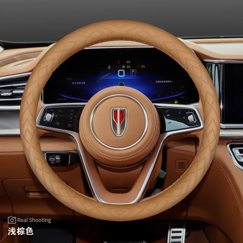 For Hongqi HS3 HS7 HS5 H5 H7 H6 H9 E-HS9 Interior Decoration O Shape Round Steering Wheel Cover Car Accessories Genuine Leather