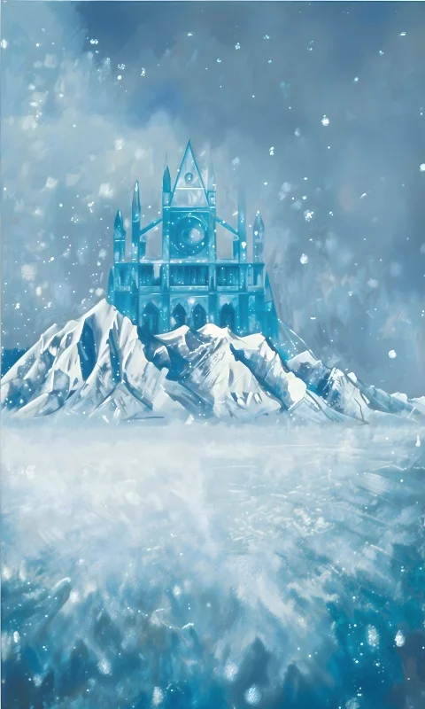 5x7FT Fairy Tale Iced Blue Palace Snowflakes Crystal Castle Waterfall Custom Photo Print Backdrop Background Vinyl 220cm X 150cm