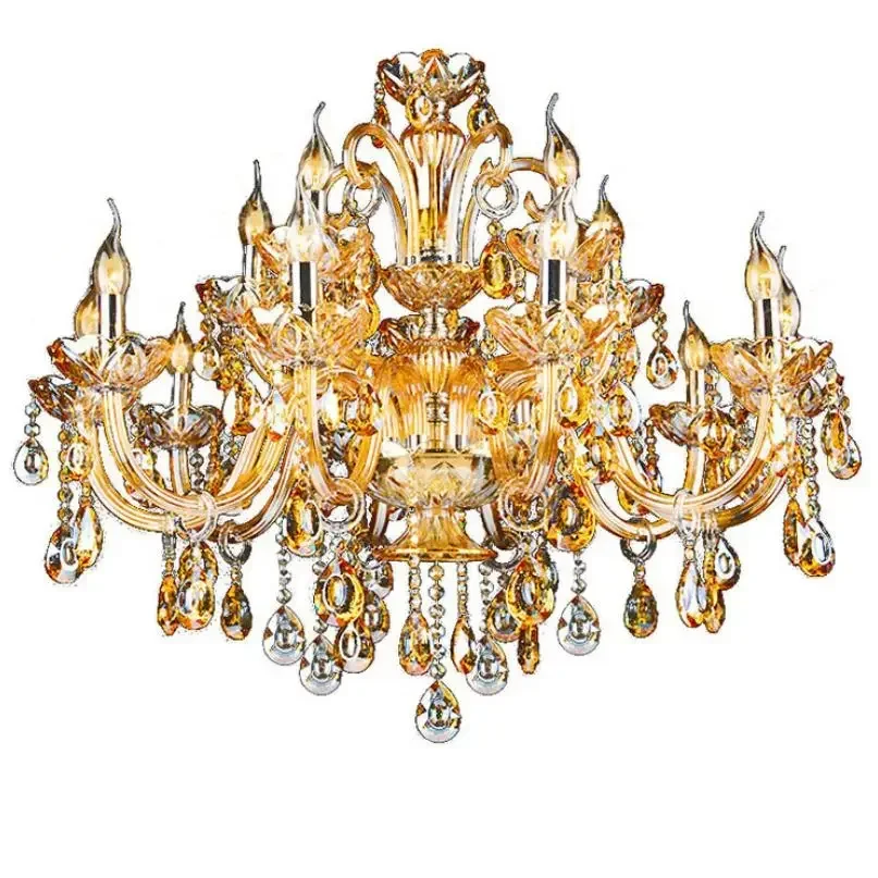 

100% K9 New Big Lustres Chandelier Crystal Luxury Large Home Decoration Amber/gold/cognic Chandelier crystal