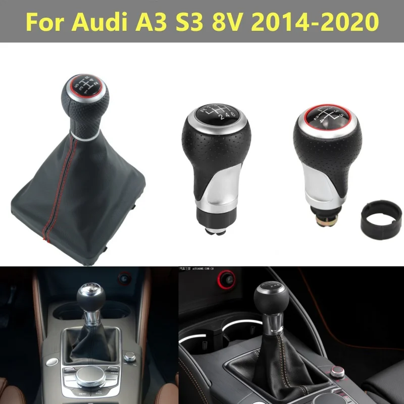 For Audi A3 S3 8V S-line 2014 2015 2016 2017 2018 2019 2020 Gear Shift Knob Lever Shiter Gaiter Boot Cover