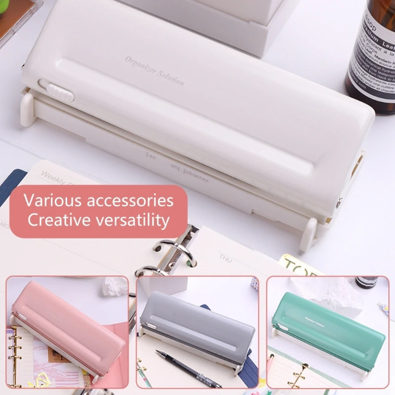 W89C 휴대용 6 홀 펀처 9 홀 페이퍼 펀처 핸드 계정 구멍 펀치 10 시트 용량 조절 가능한 수동 용지 펀치