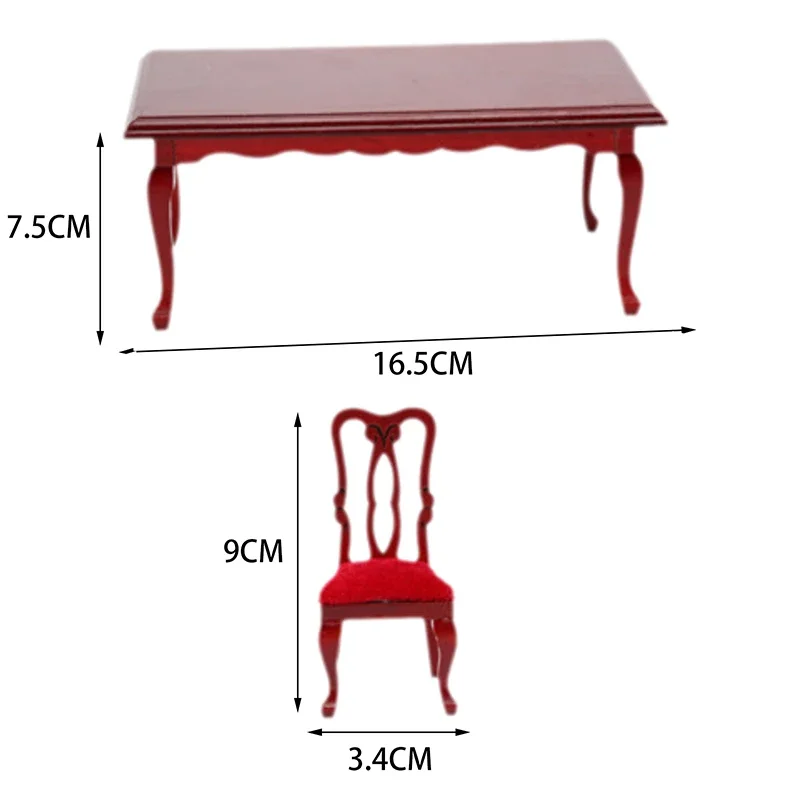 Accessori fai-da-te in miniatura: set di mobili da pranzo in legno retrò in scala 1:12 per case delle bambole