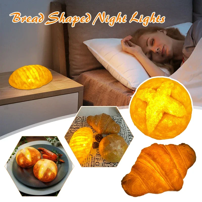 Fashion Simulation Bread Lights Creative LED Croissant Light Bread Store Baking Room Decor Lamp Home Decor Christmas Kids Gift