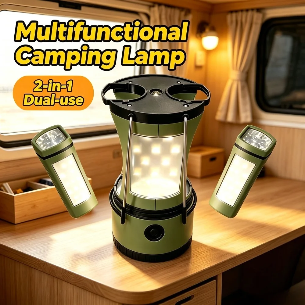 Multifunctional Camping Lantern Rechargeable Searchlight 2‑in‑1 Dual‑use Torch for Outdoor Wild Field Night Camping Illumination