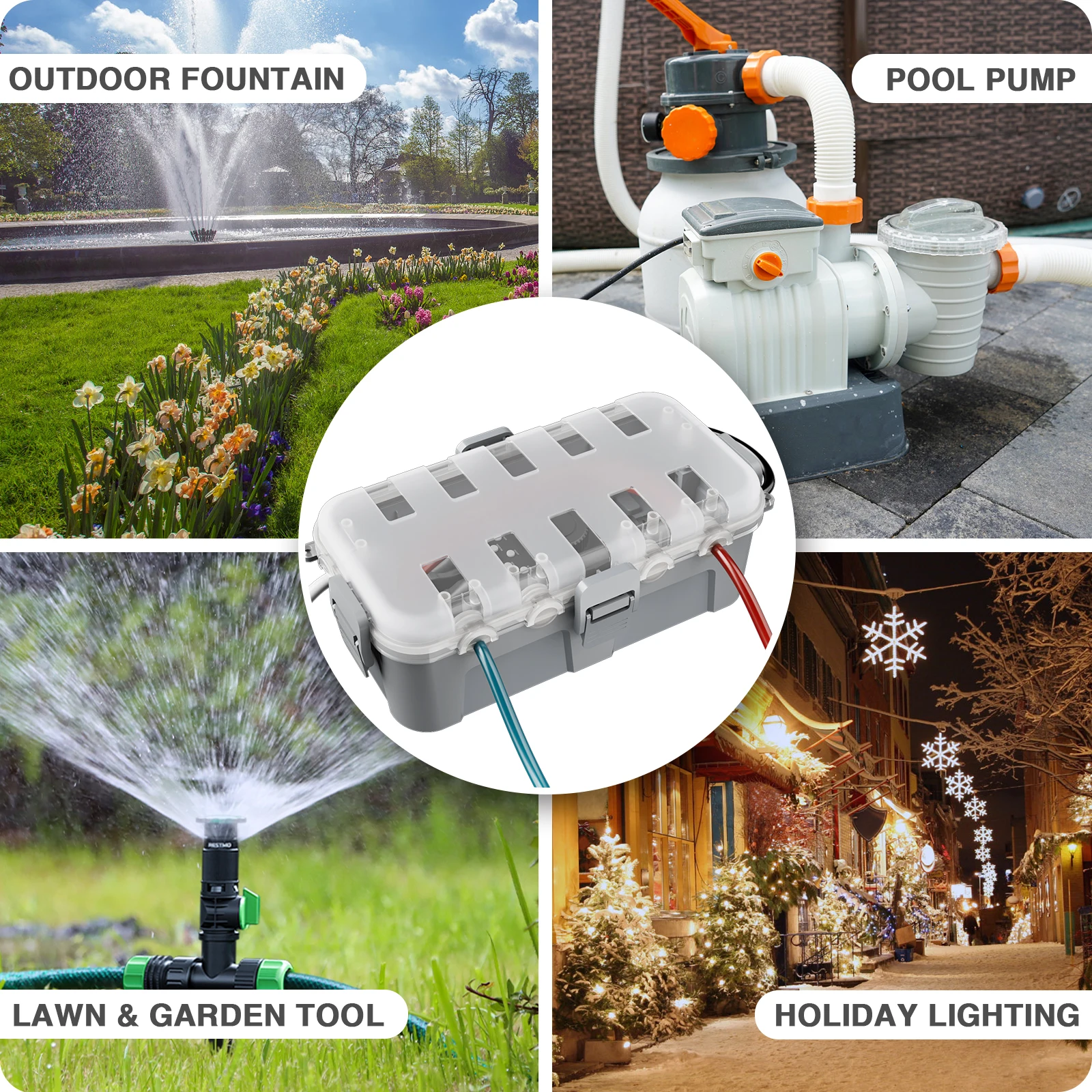 

IP54 Waterproof Extension Cord Cover with Transparent Lid Medium Outdoor Electrical Box for Timer Power Plug Socket Garden Timer