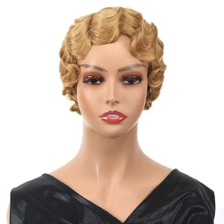 Amir Brazilian Short Pixie Cut Synthetic Hair Wigs Finger Waves Hairstyles For Black Women Short Ocean Wave Wig Pixie Cut Wigs