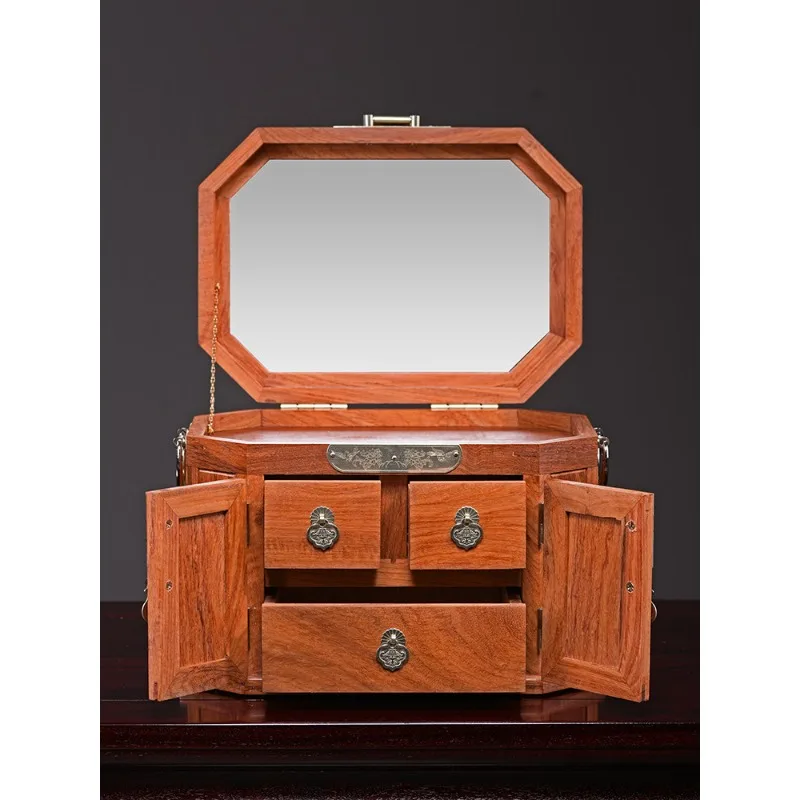 Multi-layer jewelry box Solid wood Chinese high-end small exquisite large-capacity mahogany home