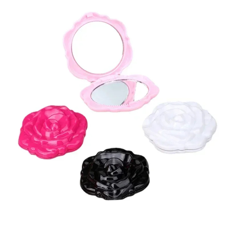 1PC Draagbare Mini Spiegel Retro Rose Bloem Kleine Zak Make-upspiegel Dubbelzijdig Handspiegels Compact Cosmetische Schoonheidstool