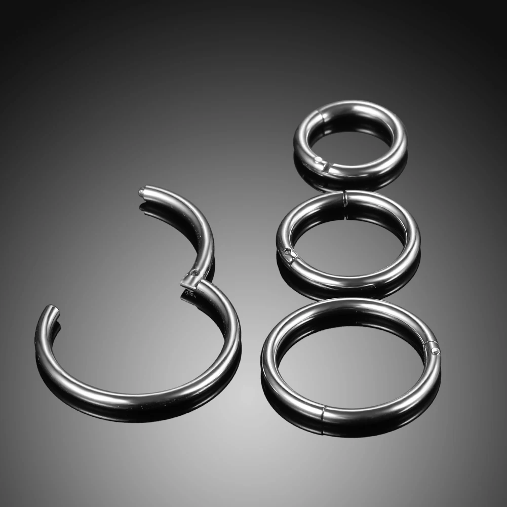 10/50/100Pcs Stainless Steel Septum Piercing Clicker Nose Hoop Hinged Segment Ring Helix Earring Nostril Piercing Body Jewelry