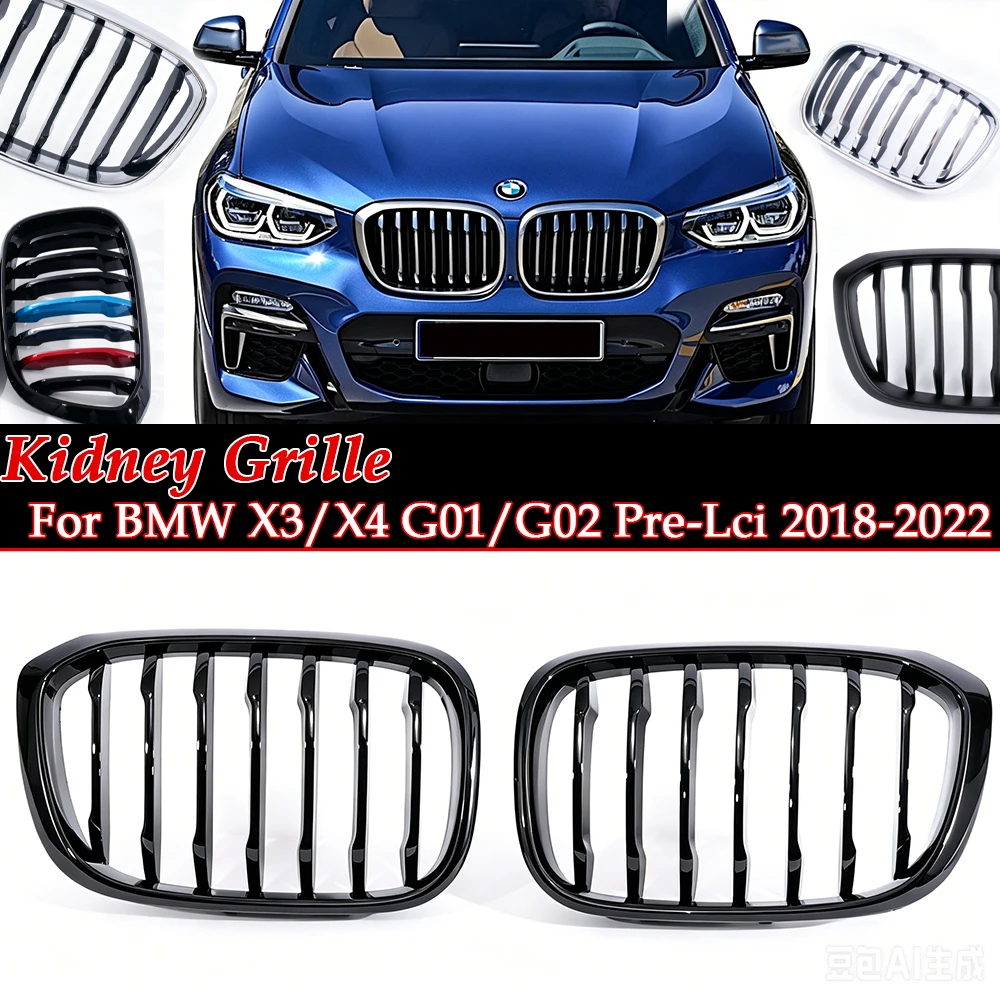 

For BMW G01 X3 G02 X4 2018-2022 Front Grille Car Front Kidney Replacement Single Gloss Black Single Grill Grille Racing Grills