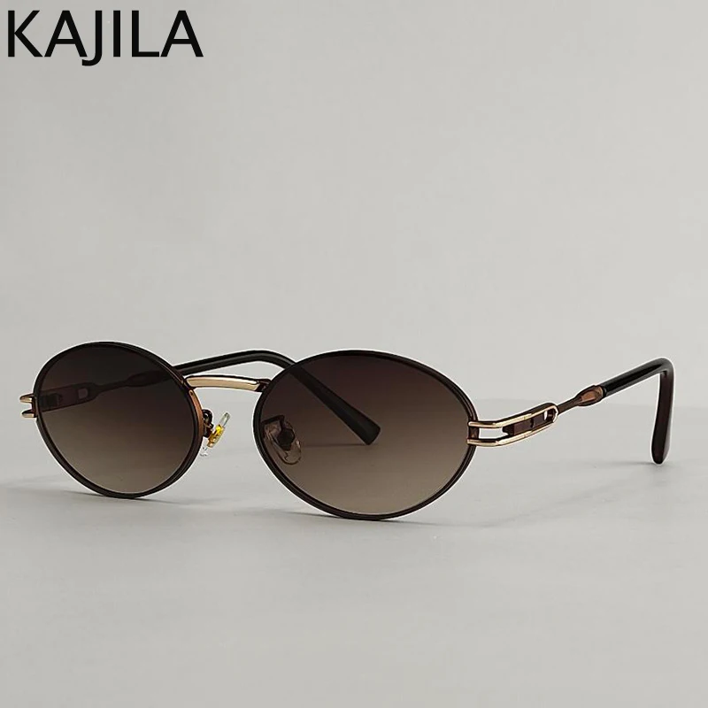 Kleine ovale Steampunk-Sonnenbrille aus Metall für Damen 2026 – Luxusmarke, Vintage Punk Sonnenbrillen für Damen, modische UV400-Schutzbrillen – Detail 2
