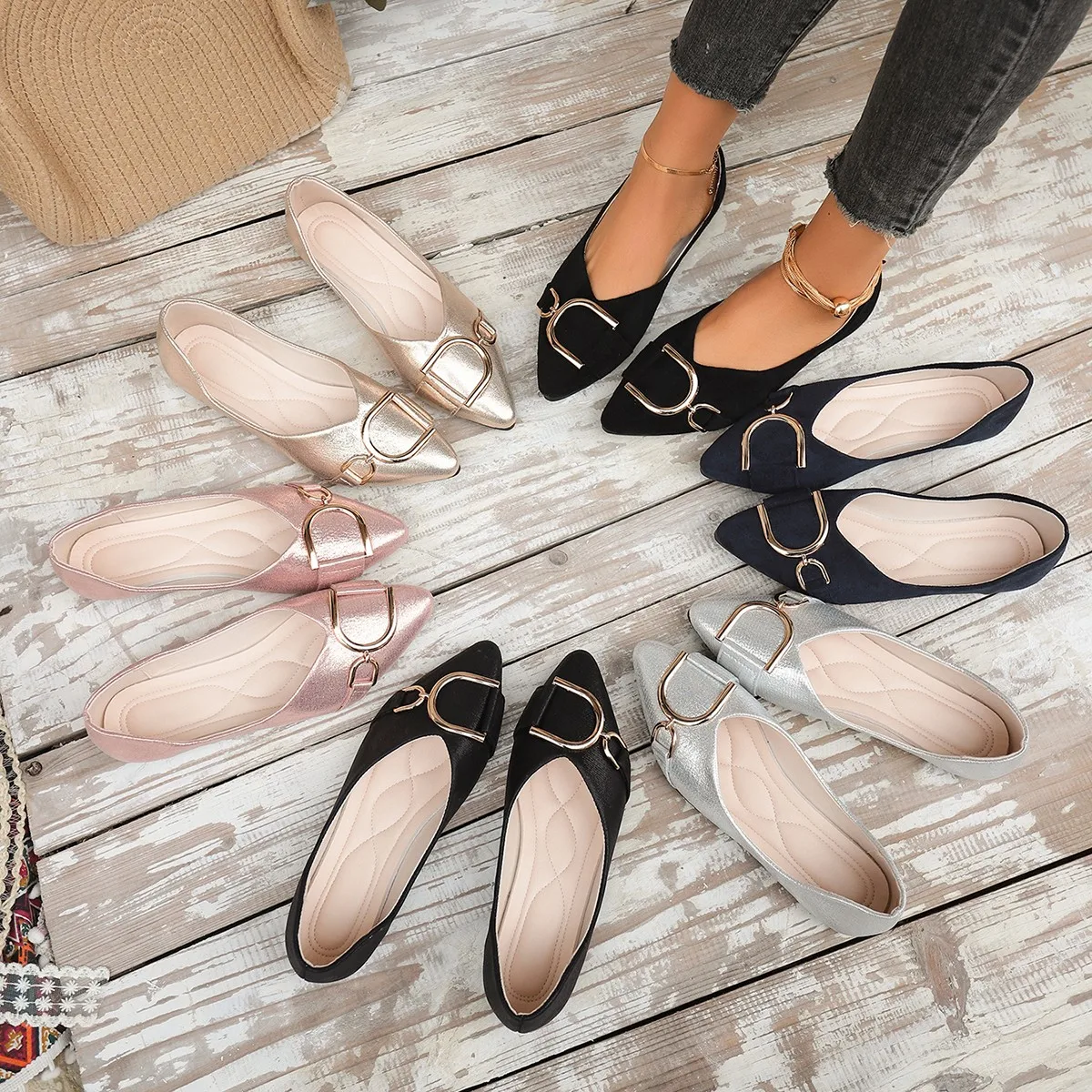 

Весенне-осенние элегантные туфли с острым носком на низком каблуке, модные, самые продаваемые, новые, удобные, больших размеров, женские туфли