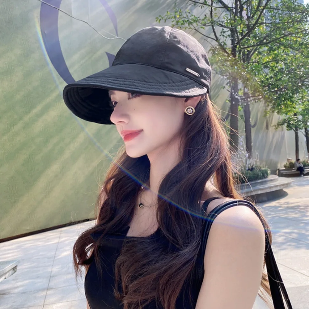 Foldable Sun Hat New Drawstring Ponytail Bucket Hat Adjustable Wide Brim Quick-drying Visors Men Women