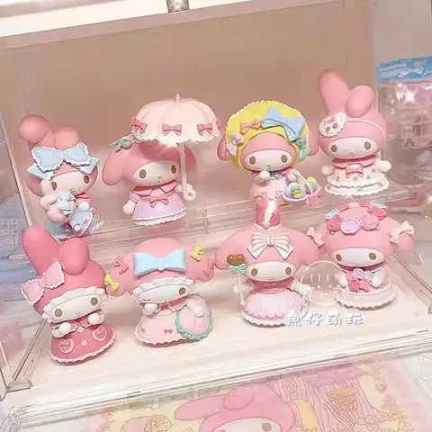 Sanrio กล่องตาบอด My Melody Pajama Party Kawaii รุ่น Mystery กล่องของขวัญการ์ตูนตกแต่งของเล่นเด็ก