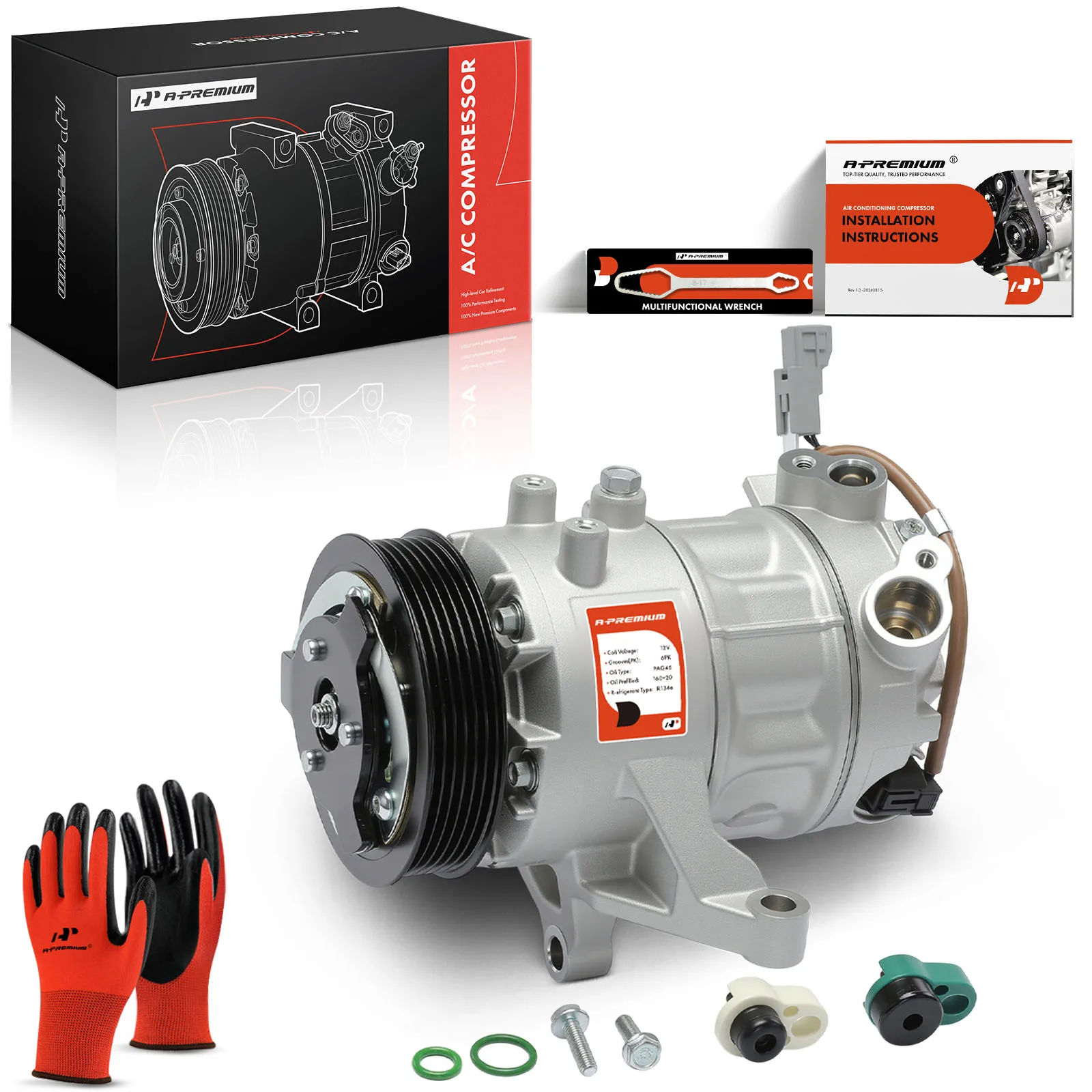 A-Premium AC Compressor with6-Groove Pulley for Subaru Forester 2019-2023