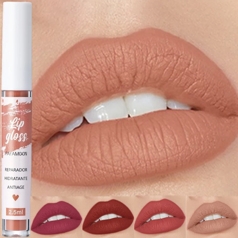Rosaroter, mattierter, flüssiger Lippenstift, wasserfest, langlebig, feuchtigkeitsspendend, langlebiger Lippenstift, nicht klebender Lipgloss, koreanisches Make-up – Detail 4