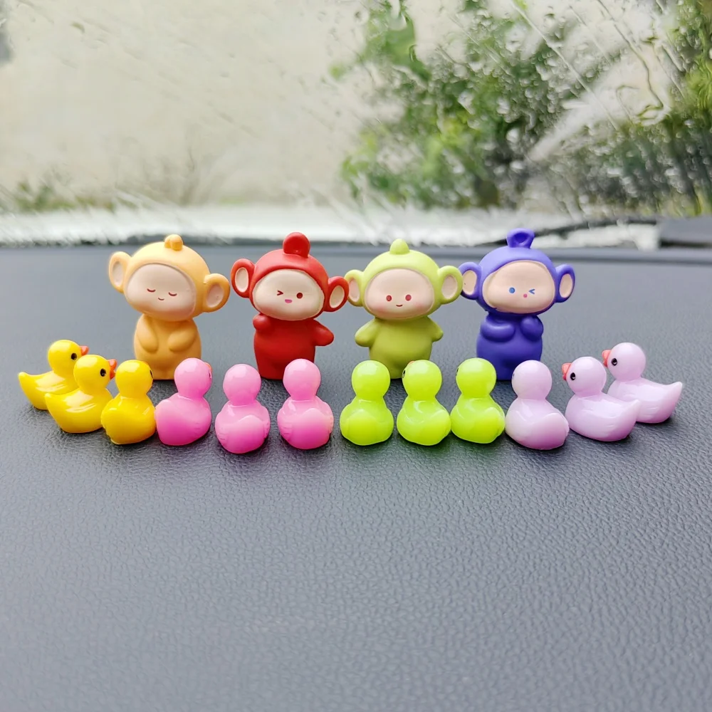 6 Stück lustige süße Liebe Baby Ente Auto Dekoration Harz Handwerk Miniatur Figur klein für Bonsai Microlandscape Fee Garten Dekor
