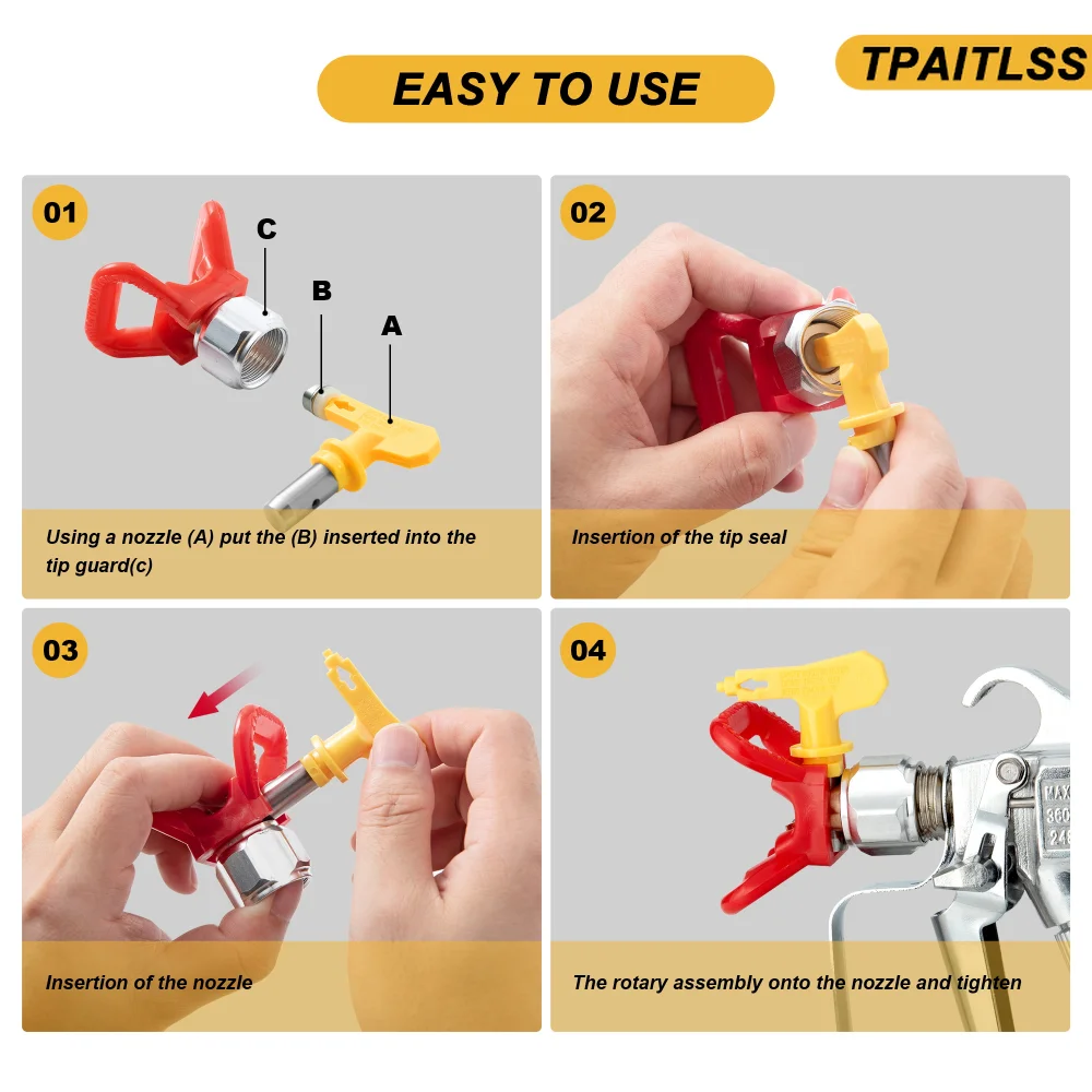 Imagem -04 - Airless Pistola Bico Ponta para Pulverizador Pintura Amarelo Vários Modelos