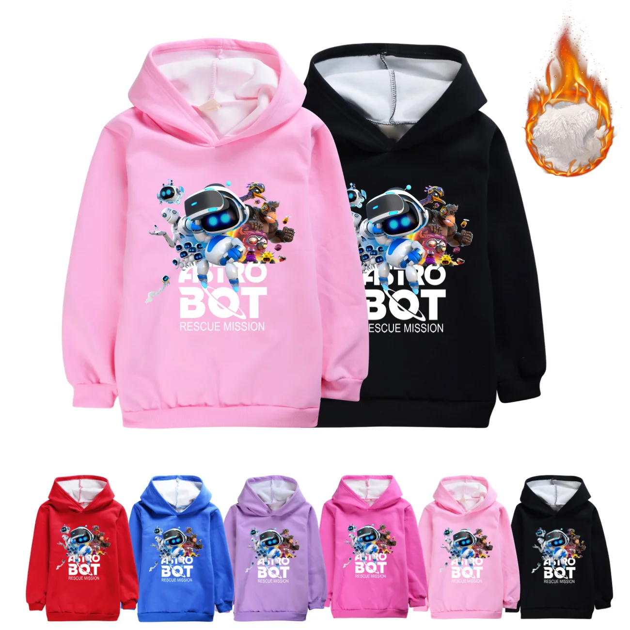 

New Game Astro Bot Hoodie Kids Cartoon Astrobot Clothes Teenager Boys Winter Warm Sweatshirts Toddler Girls Plush Thicken Coats