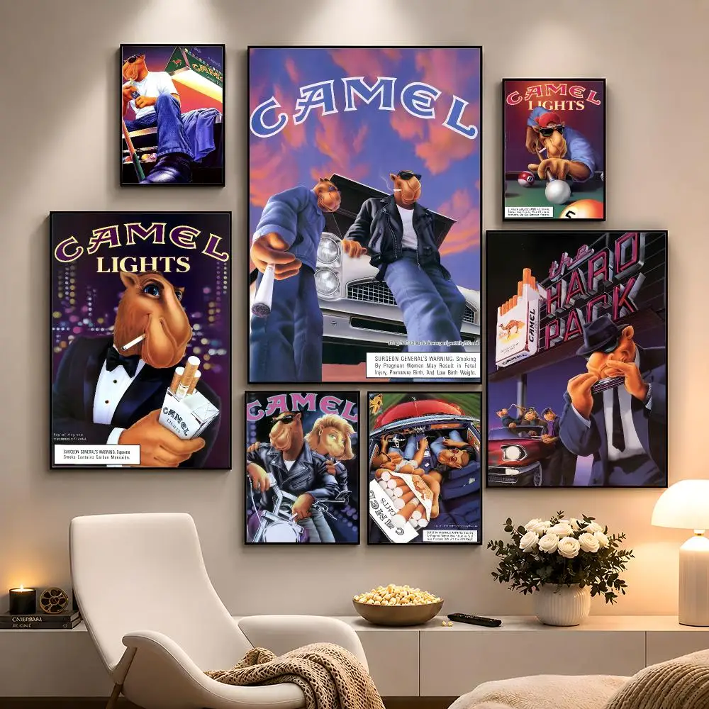 Brand Camel Cigarettes Vintage Tobacco Poster Peel And Stick Wall Art PP Waterproof HD Bedroom Living Room Home Decor Gift