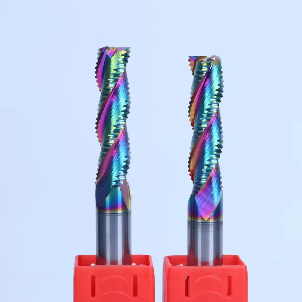 Factory Direct Solid Carbide Roughing End Mill Cutter - Coarse Milling Cutter with Color Coating (Pack of 5)