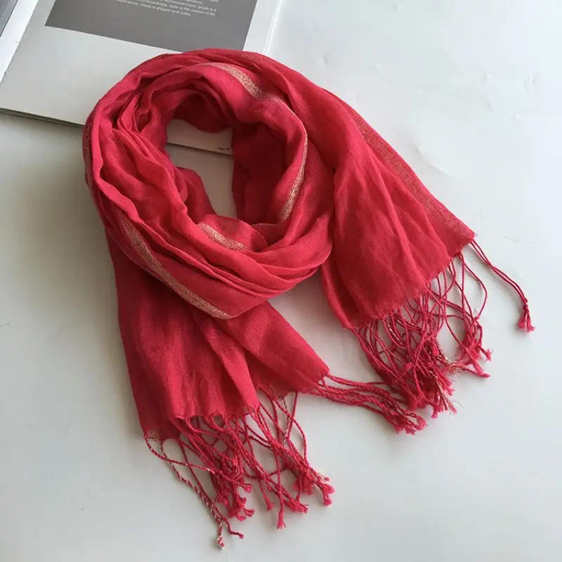 cotton linen light women Scarf Fashion Long Size  Lady Wraps Solid Color Muslim Head Scarf Shawls And Wraps