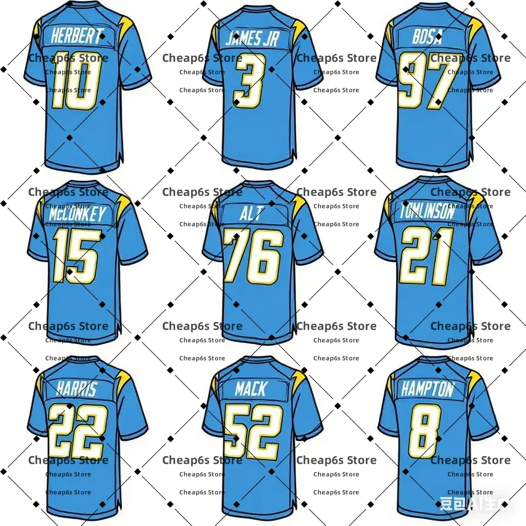 

High Quality Los Angeles American Football Jersey Justin Herbert Ladd McConkey Keenan Allen Football Uniform