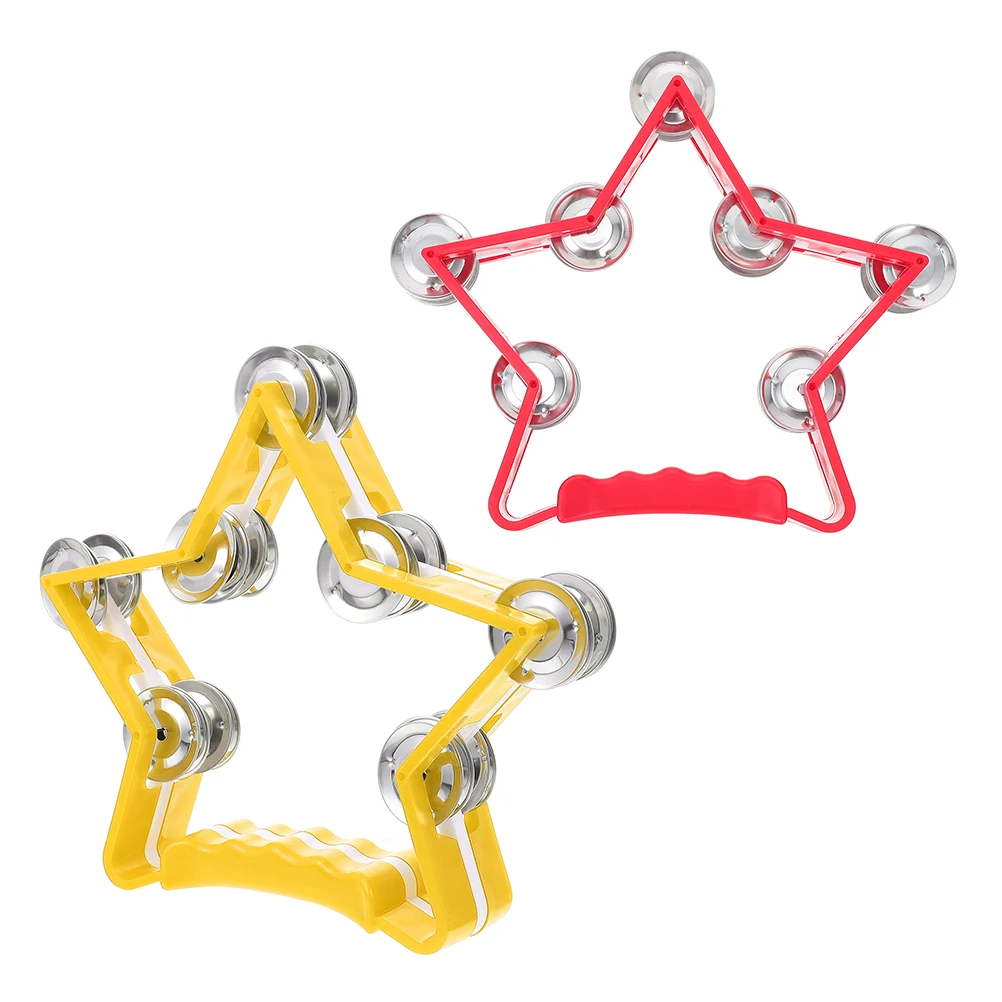 

2 Pcs Hand-ring Drum Cheering Props Kids Instruments Percussion Bell Toys Christmas Birthday Gift